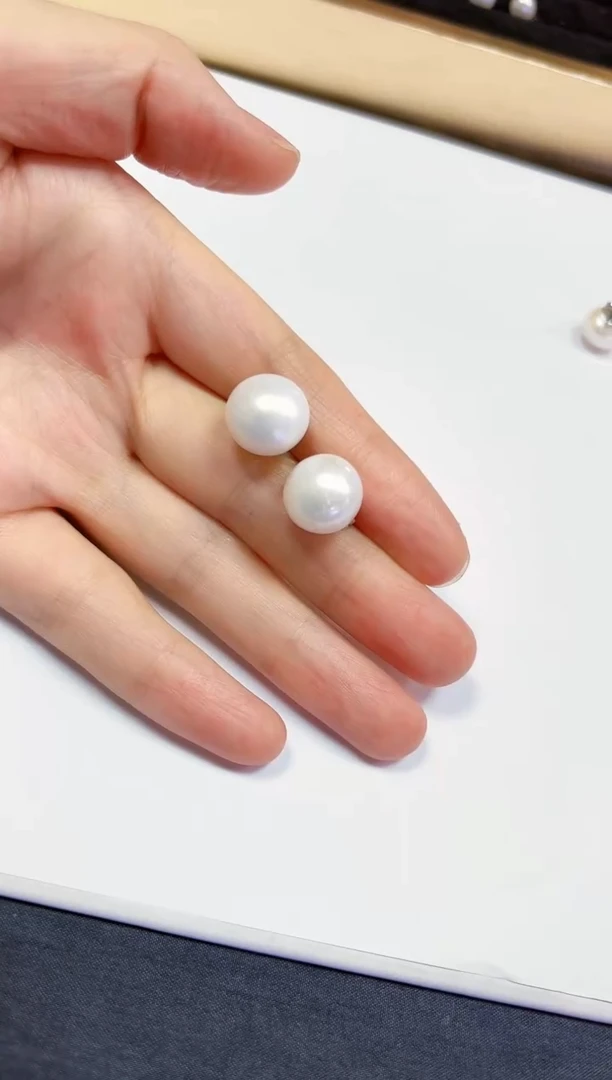 银S925镶嵌耳饰淡水珍珠12+