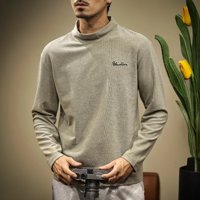 杜拉妮德绒打底衫男秋季新款内搭秋衣美式感卫衣男半高领长袖卫衣