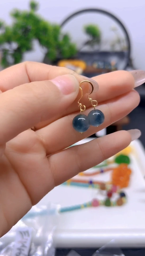 【闪购商品】翡翠耳饰14K金镶嵌耳饰E446