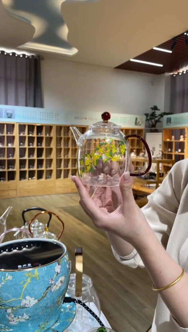 手工艺品玻璃秦权壶琥珀把桂花