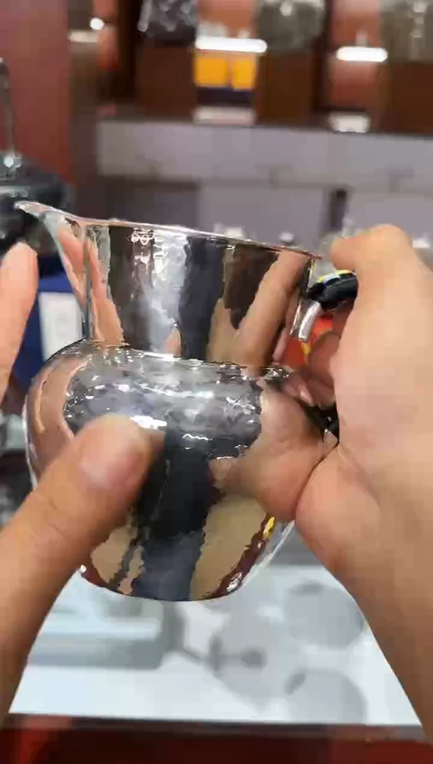 足银999精工手工素面锤纹煮茶器