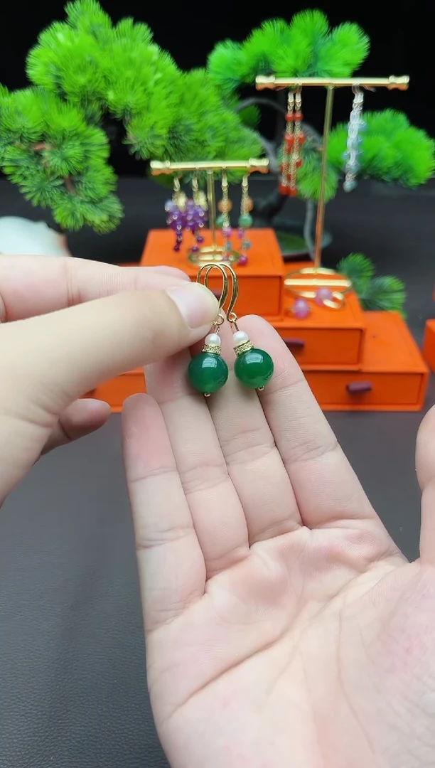玛瑙/玉髓耳饰银S925镶嵌114