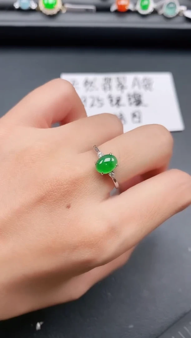 银S925镶嵌戒指翡翠111