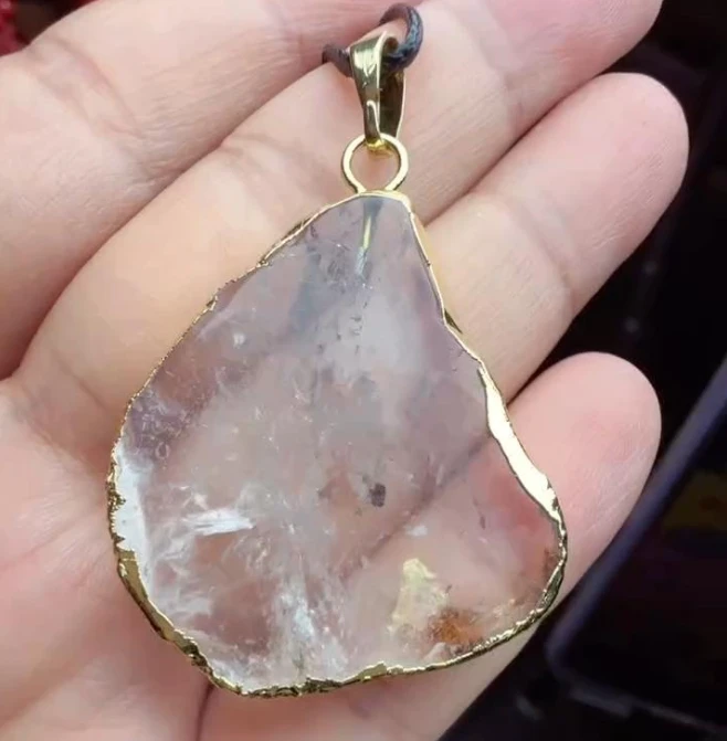 CT10064（玉姐珠宝）陨晶冰白水晶无事吊坠-配绳-送礼佳品