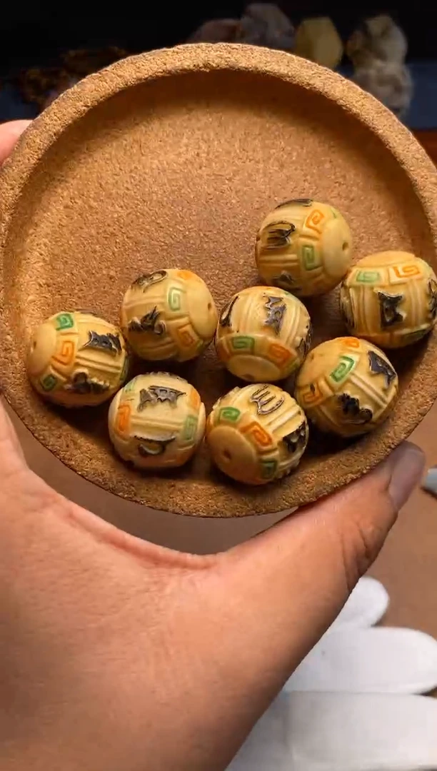 其他鹿骨P1251-鹿角雕刻六字