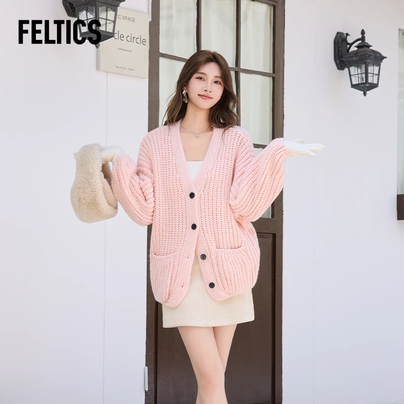 泡泡袖软糯针织开衫F51FCG061