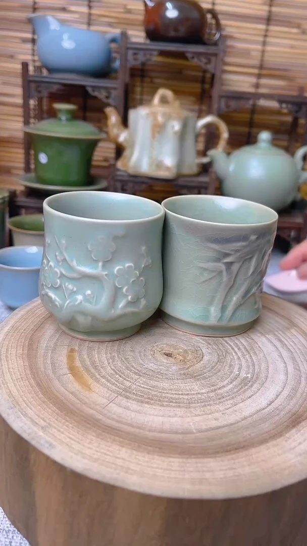 【闪购商品】瓷片原生态原矿梅兰竹菊杯子