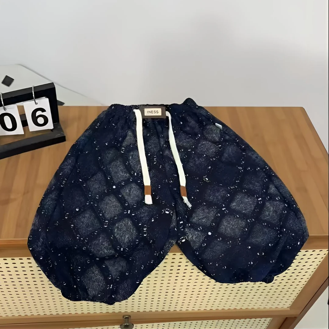 2025夏季新款男女童扎染时尚洋气宽松蓝色薄款灯笼束脚裤防蚊裤