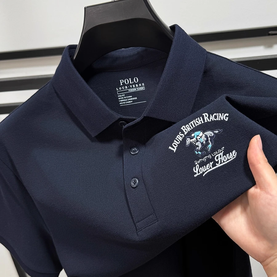 in cotton sea纯棉简约纯色短袖T恤男士夏季刺绣休闲百搭POLO衫