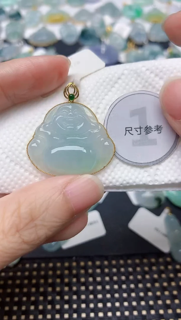 颈饰18K金镶嵌翡翠天然缅甸A货翡翠