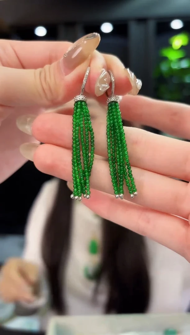 翡翠18K金镶嵌耳饰 缅料A货/支持复检/一件