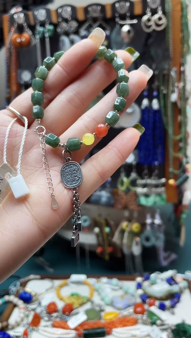 银S925镶嵌手链翡翠饰品