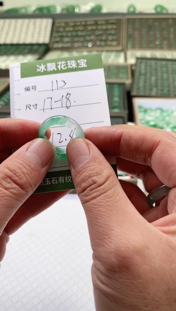 未镶嵌石英质玉（非洲翠）戒圈微瑕戒圈17