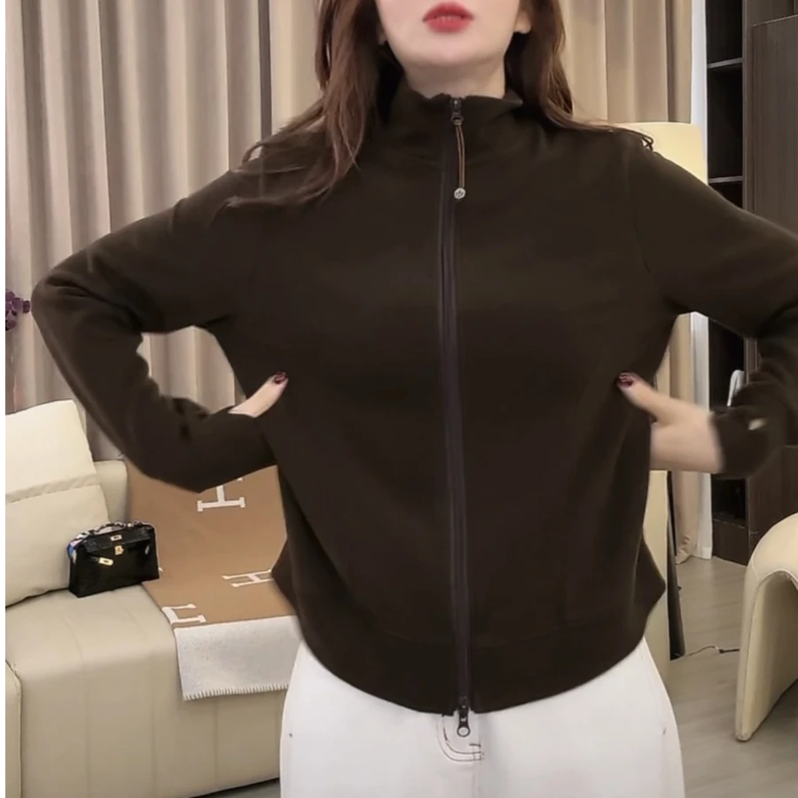 加厚双面绒立领外套女2025年冬季设计感新款简约百搭显瘦保暖上衣