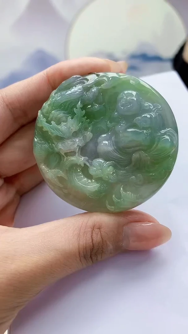 未镶嵌定制翡翠5160MM-毛货挂件74