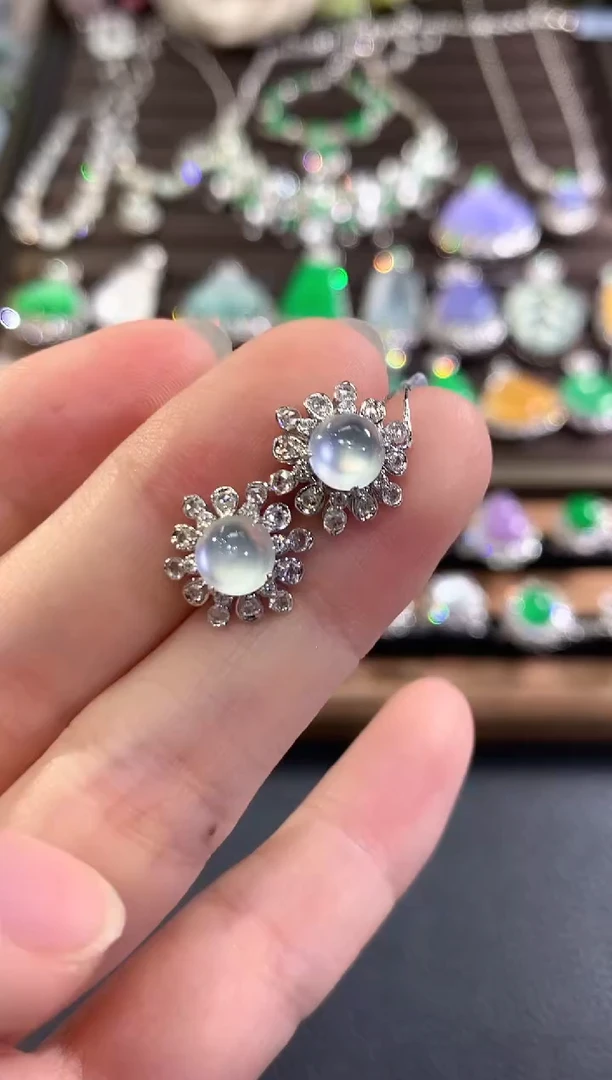 18K金镶嵌翡翠耳饰g46