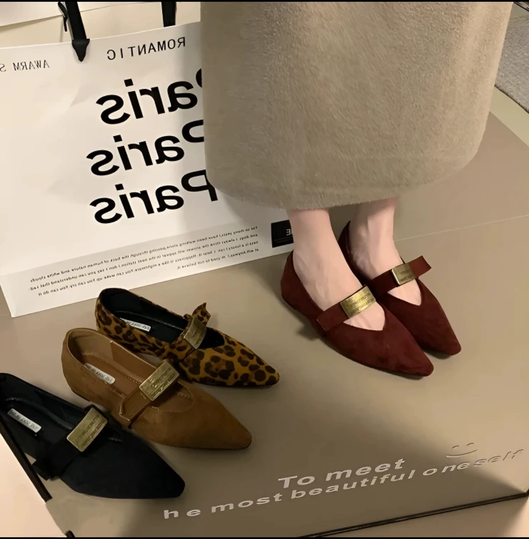 法式单鞋平底鞋2025春秋内增高小香风单鞋软底鞋子女ins潮牌百搭