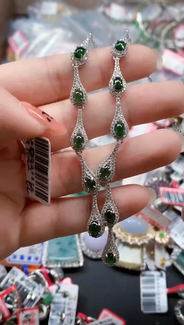 银S925镶嵌戒指翡翠天然A货缅甸翡翠