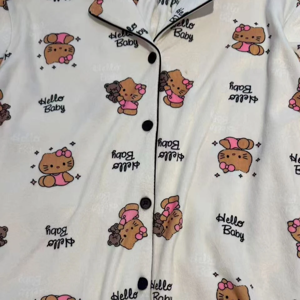 SIEOYJIEA/私迹【绒款糯糯kitty】长袖时尚轻奢宽松气质睡衣女套装