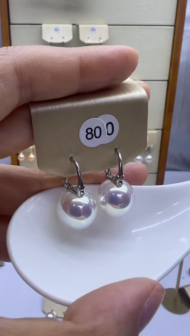 银S925镶嵌耳饰淡水珍珠800