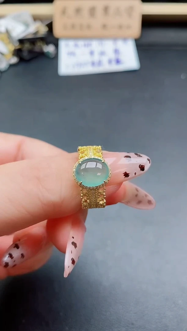 银S925镶嵌戒指翡翠1