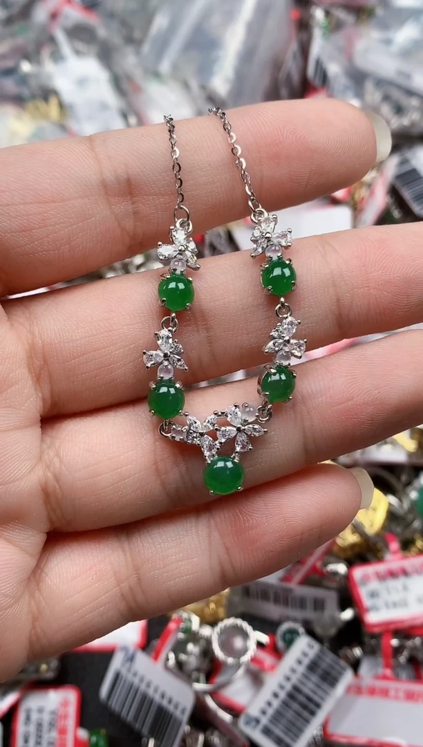 银S925镶嵌戒指翡翠天然A货缅甸翡翠