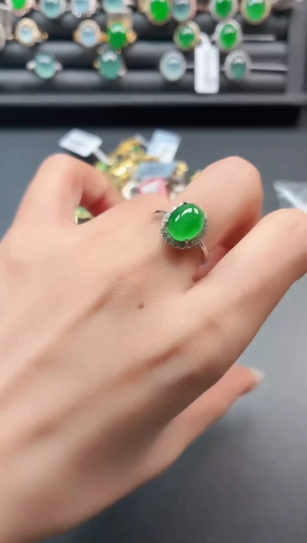 银S925镶嵌戒指翡翠111