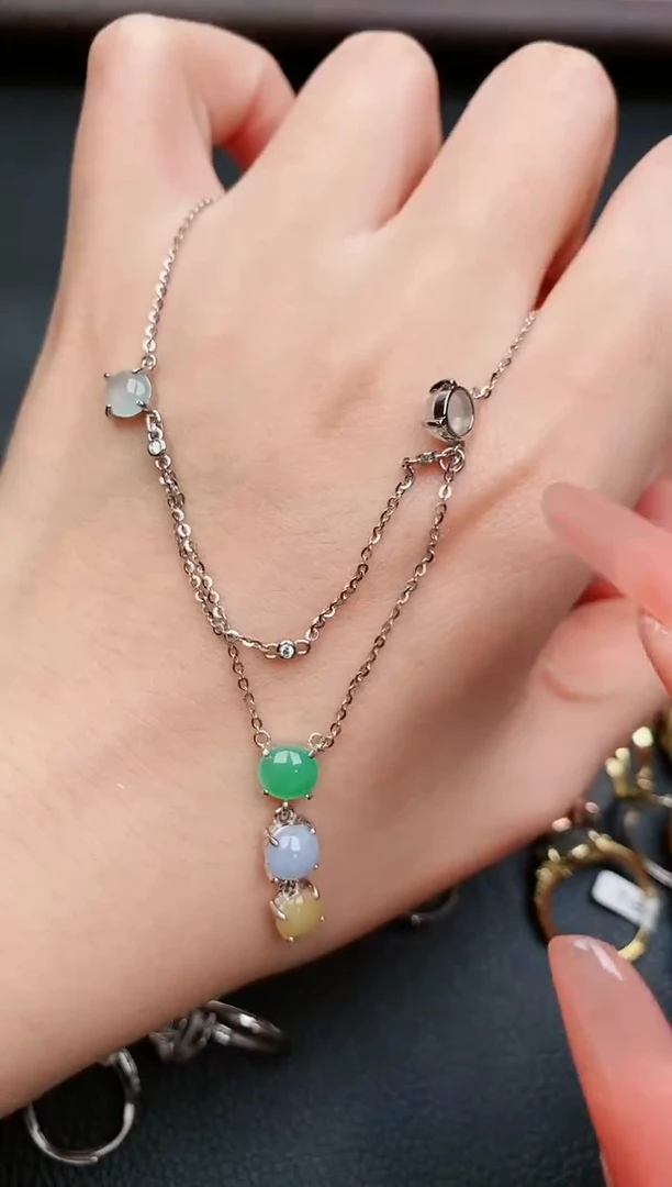 翡翠戒指银S925镶嵌...