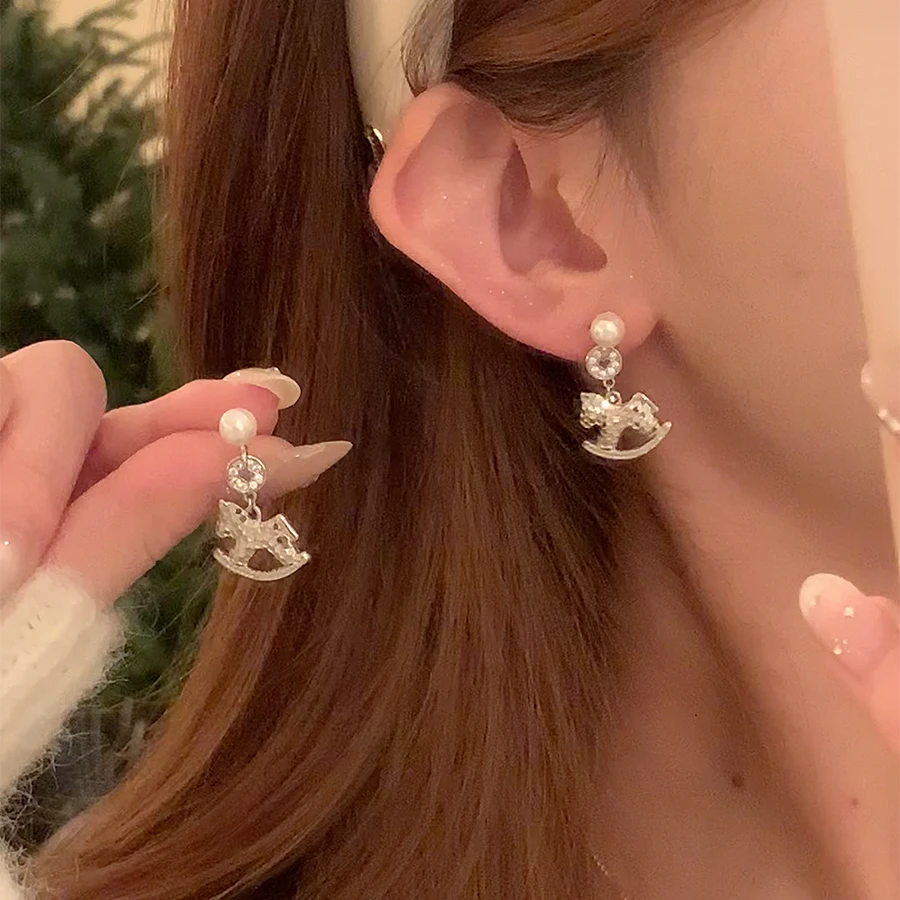 铜合金锆石耳饰 碎冰冰马上有米珍珠耳环女气质耳针耳饰秋冬新款