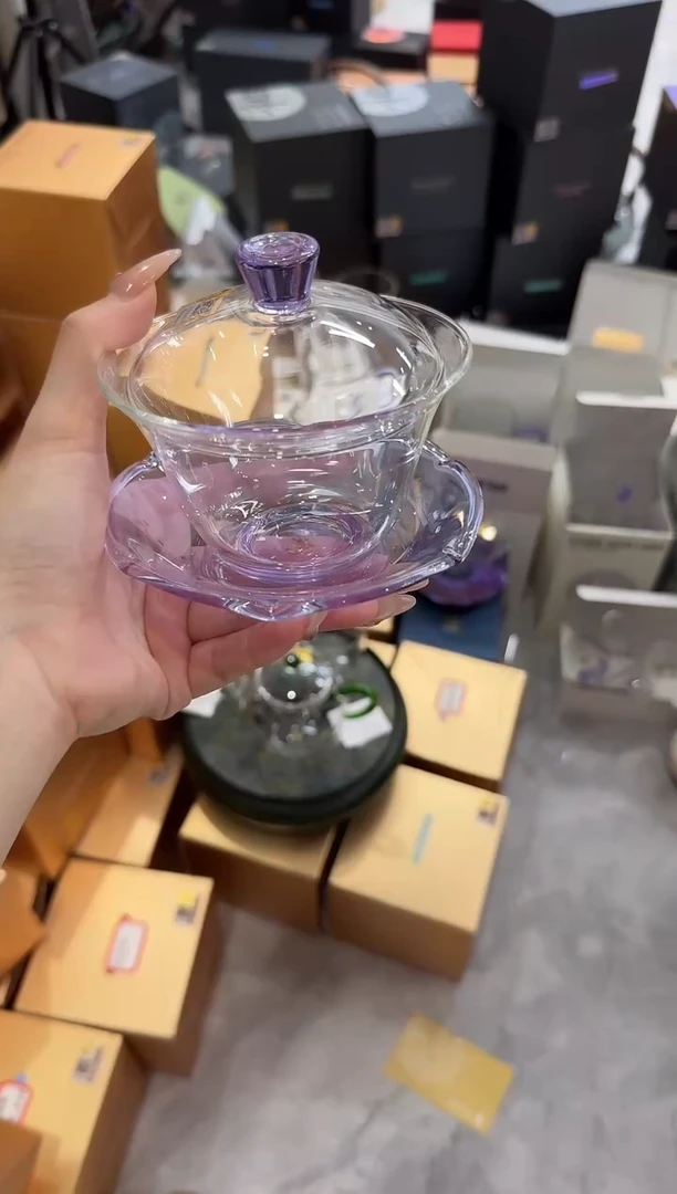 @@禾器荷叶盖碗浅紫色