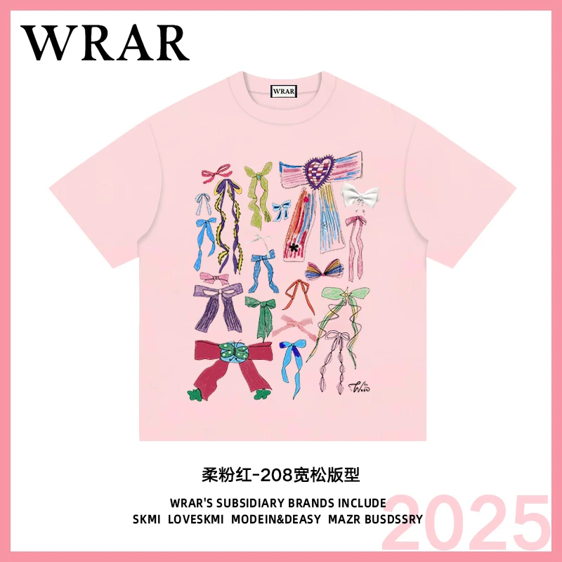 【五彩蝴蝶结】新品潮流圆领夏季透气宽松T恤情侣半袖动漫短袖