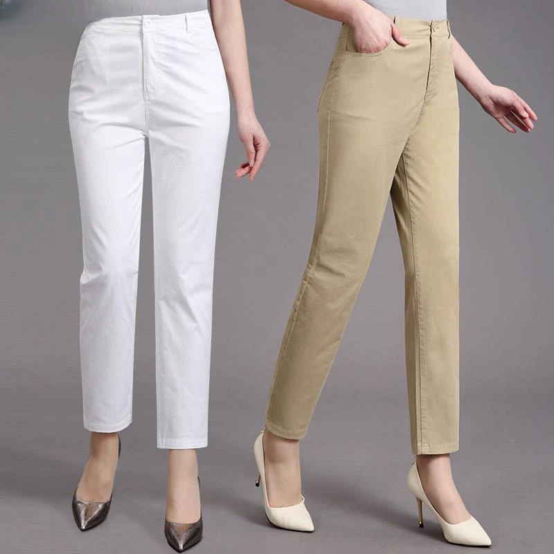 中老年妈妈九分裤士裤冬季加绒爆款休闲高腰修身宽松弹力直筒女裤