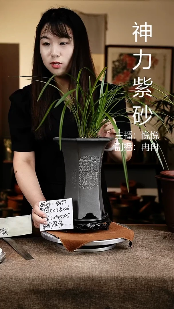 紫砂花盆花卉工艺8497+s微瑕