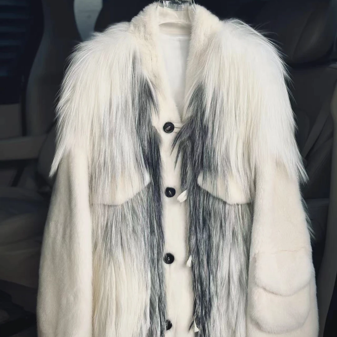 【Black Tiger】进口大理石狐狸毛+进口天鹅绒级本白色母貂