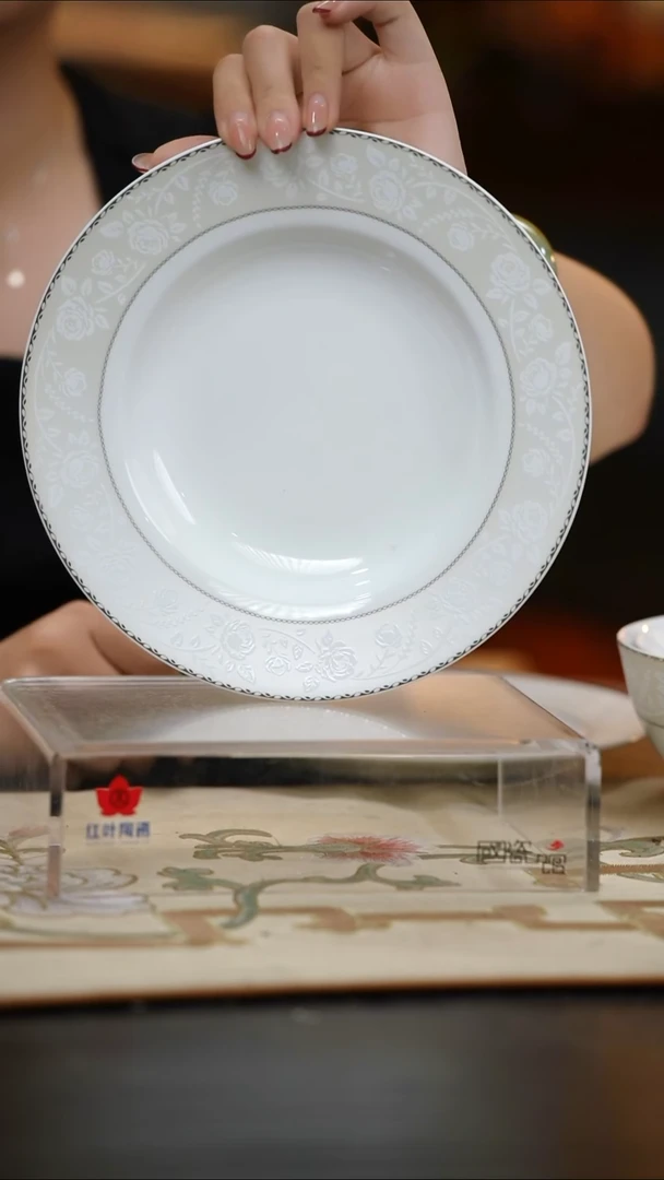 4个微瑕白玫瑰8英寸汤盘