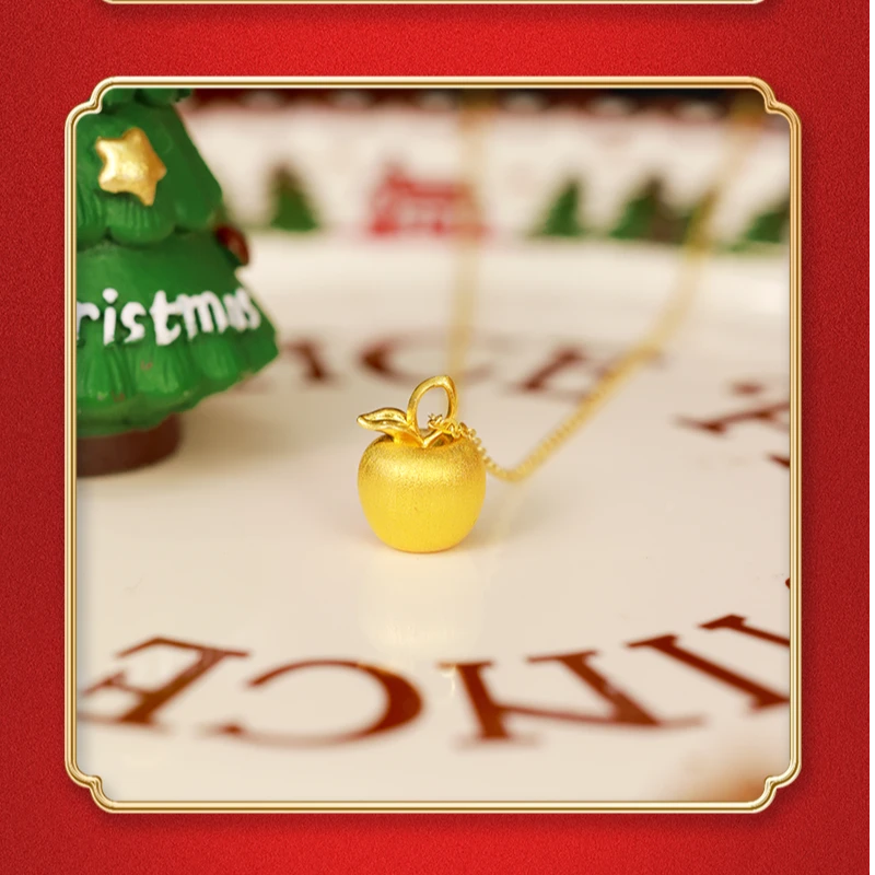 周大生足金纯黄金苹果吊坠平安果时尚精致礼物女士