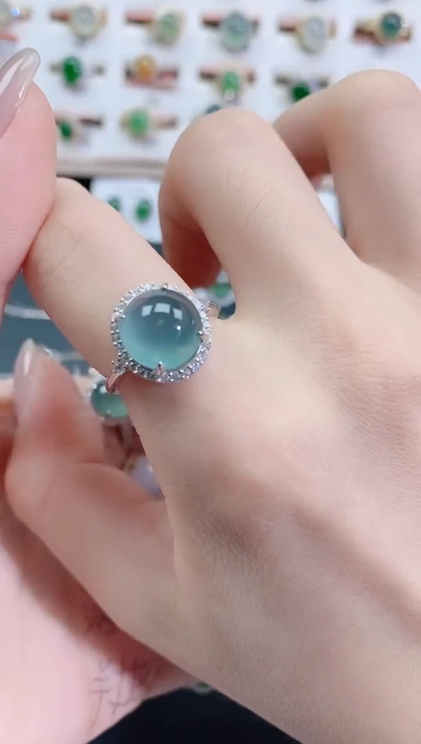 银S925镶嵌戒指翡翠天然翡翠