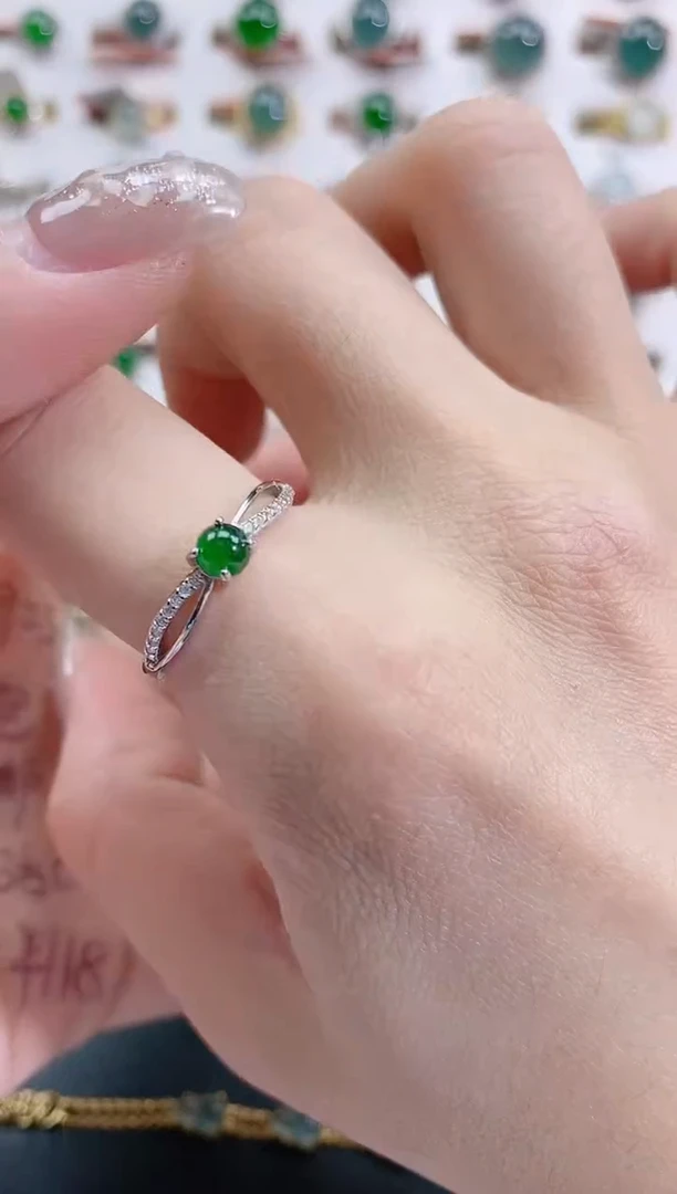 银S925镶嵌戒指翡翠天然翡翠