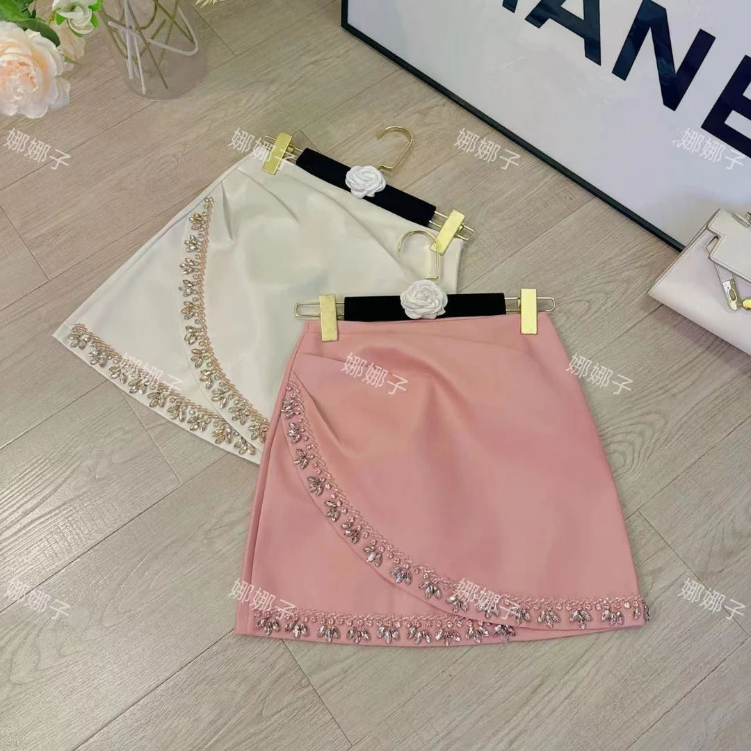 【罗马日记】重工钉珠时尚百搭轻奢半身裙皮裙Q34