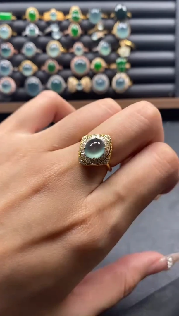 银S925镶嵌戒指翡翠51151-5