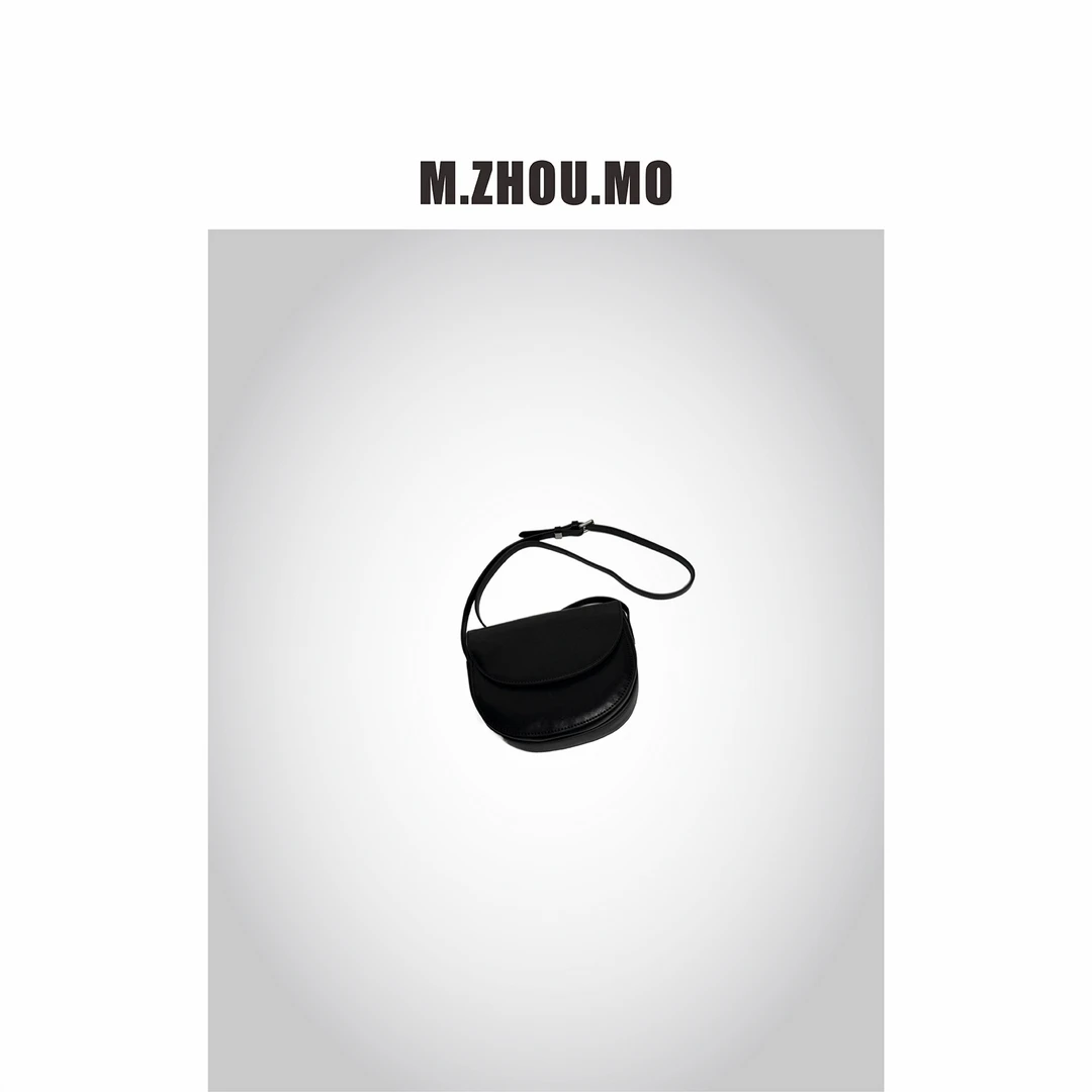 M.ZHOU.MO 经典马鞍真皮女包小众设计文艺风单肩斜跨包包