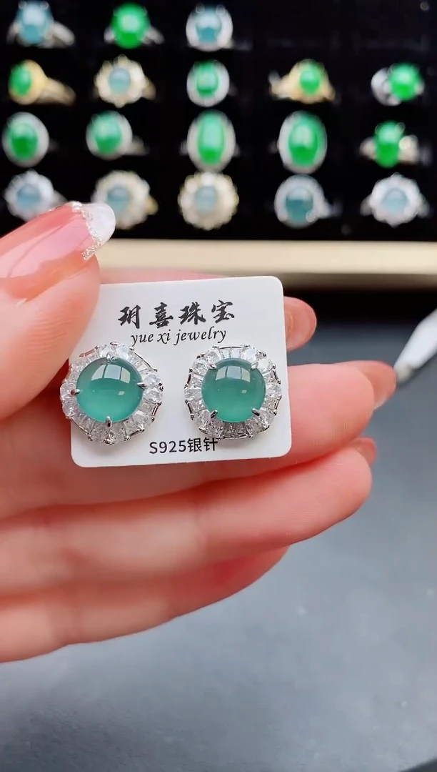 【闪购商品】翡翠耳饰银S925镶嵌1111111