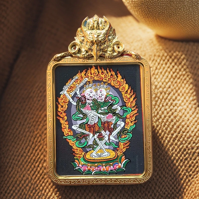 热贡纯手绘唐卡尸陀林主纯矿物质颜料