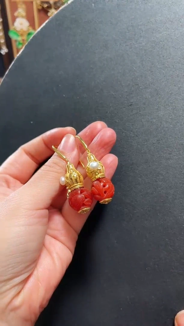 【闪购商品】玛瑙/玉髓耳饰银S925镶嵌支持48小时鉴赏