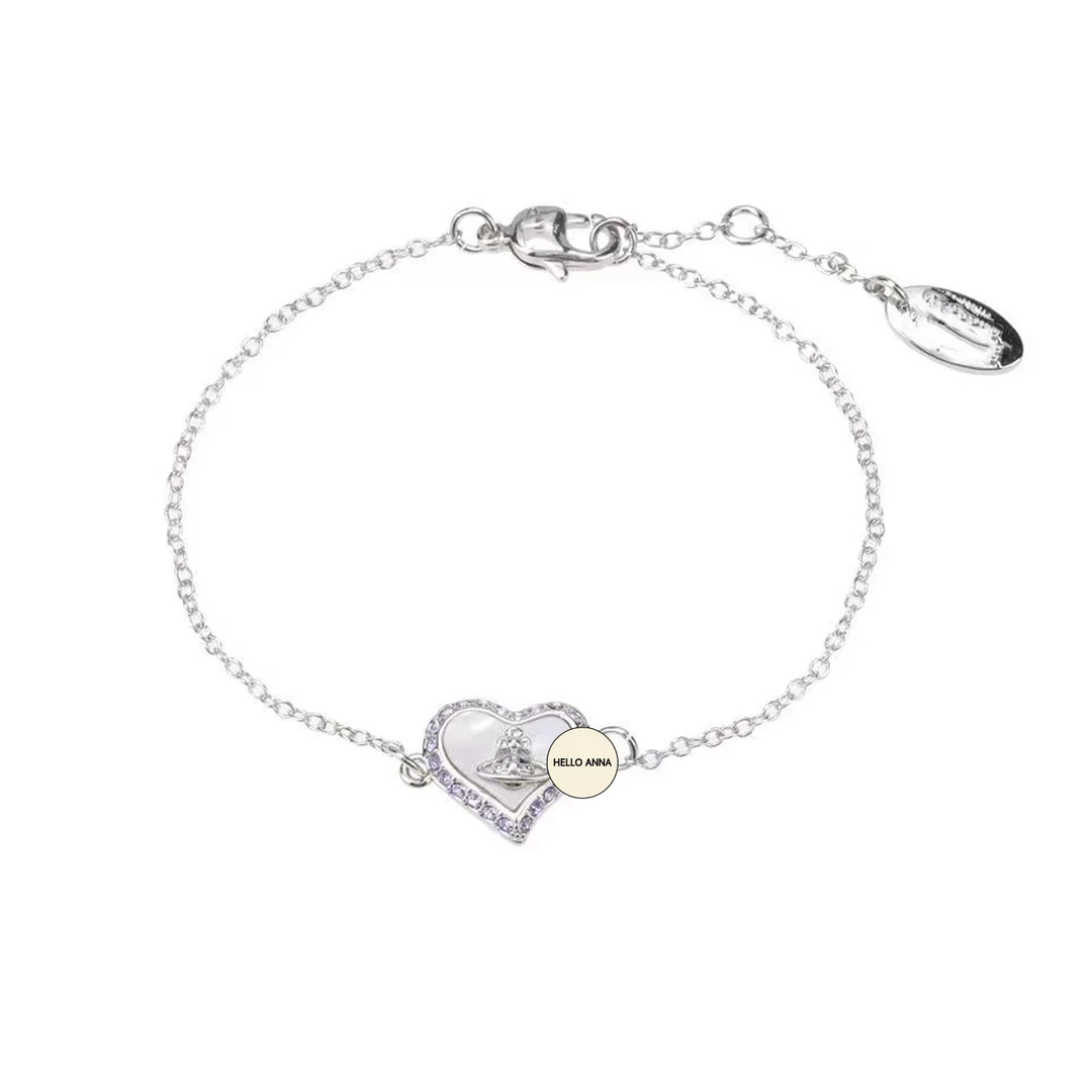 铜合金合成锆石手链 爱心手链土星系列时尚百搭女士设计师镶嵌