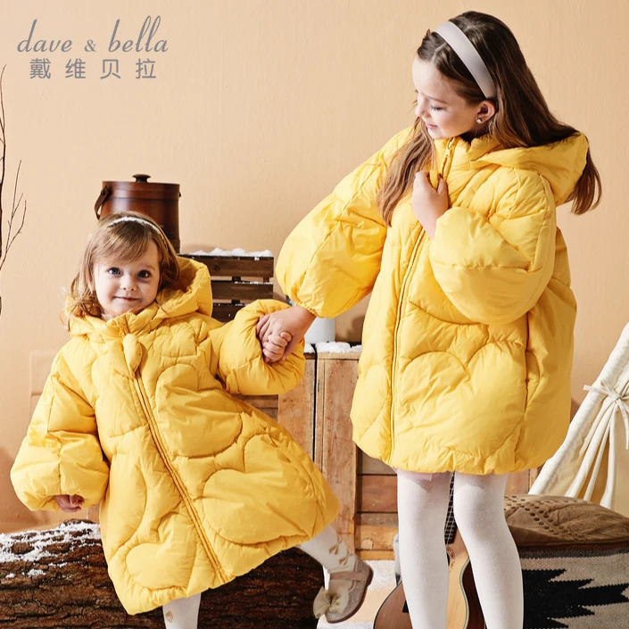 戴维贝拉女童白鸭绒羽绒服女宝冬装新款儿童中长款外套DBK4226011