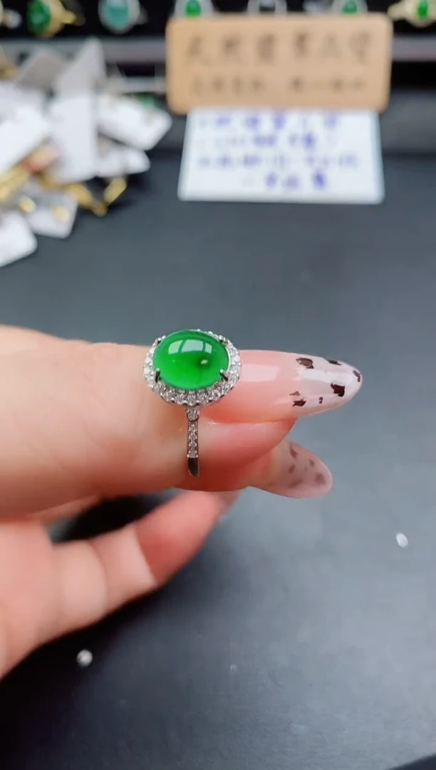 银S925镶嵌戒指翡翠1