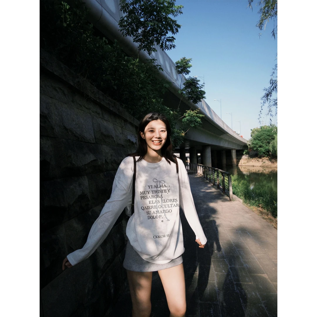 YWBY夏季薄款透气美式高级感长袖t恤女遮肉显瘦时尚百搭防晒罩衫