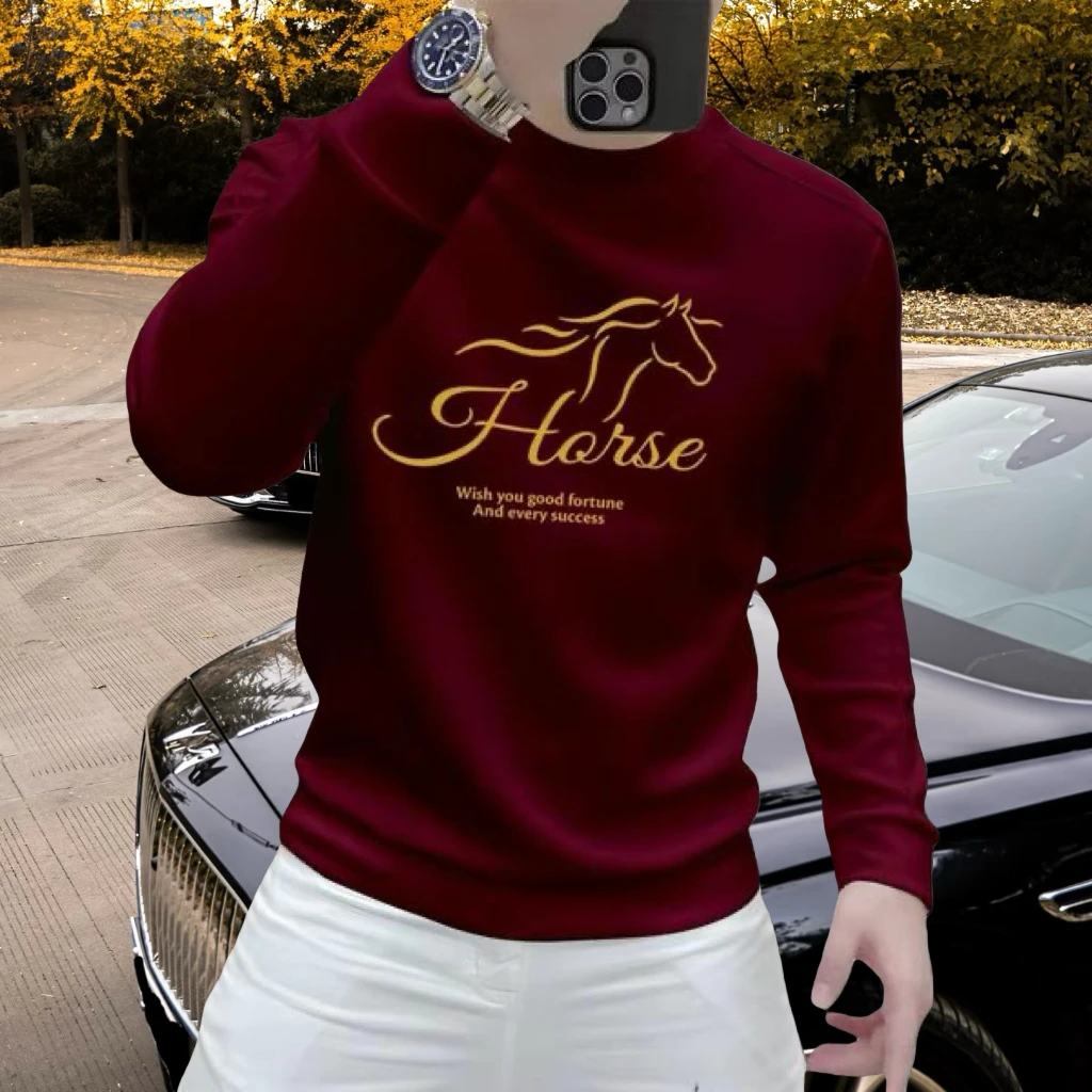 2026秋冬季新款马年套头时尚潮流百搭圆领长袖卫衣