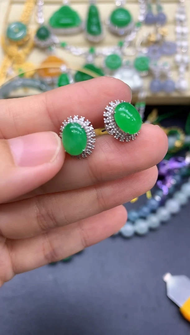 18K金镶嵌翡翠耳饰454-中国好珍宝